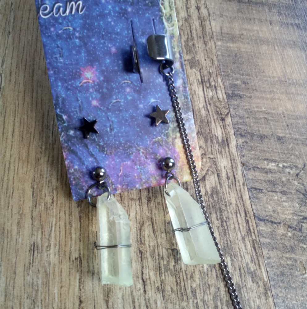 Celestial Faux Crystal Cuff Earring Set
